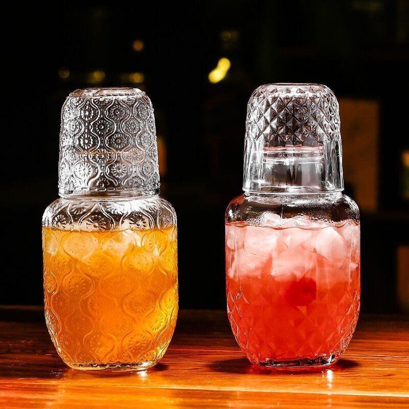 530ml Glass Juice Bottle with Cup Drinking Bottle for Home, Travel & Outdoor