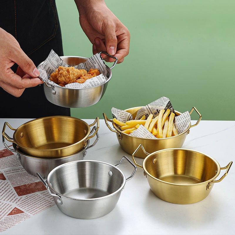 Stainless Steel 304 Silver Food Serving Bowl for Noodles Salad Snacks & French Fries